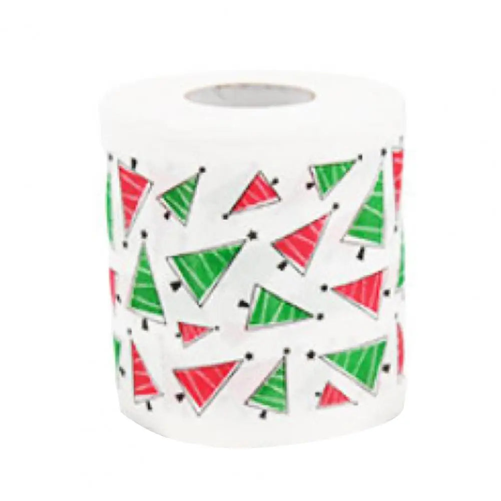 1 Roll Cartoon Pattern Disposable Toilet Paper Festive Soft Touch Decorate Christmas Holiday Printed Roll Paper for Festival
