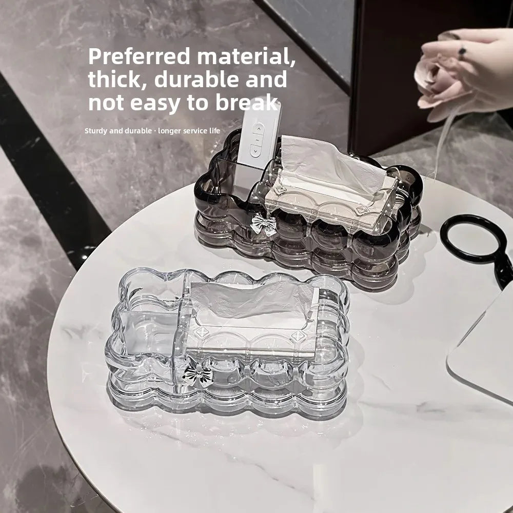 Nordic Style Tissue Box Transparent High Aesthetic Value for Living Room Coffee Table Drawstring Tissue Box Creative Personalize