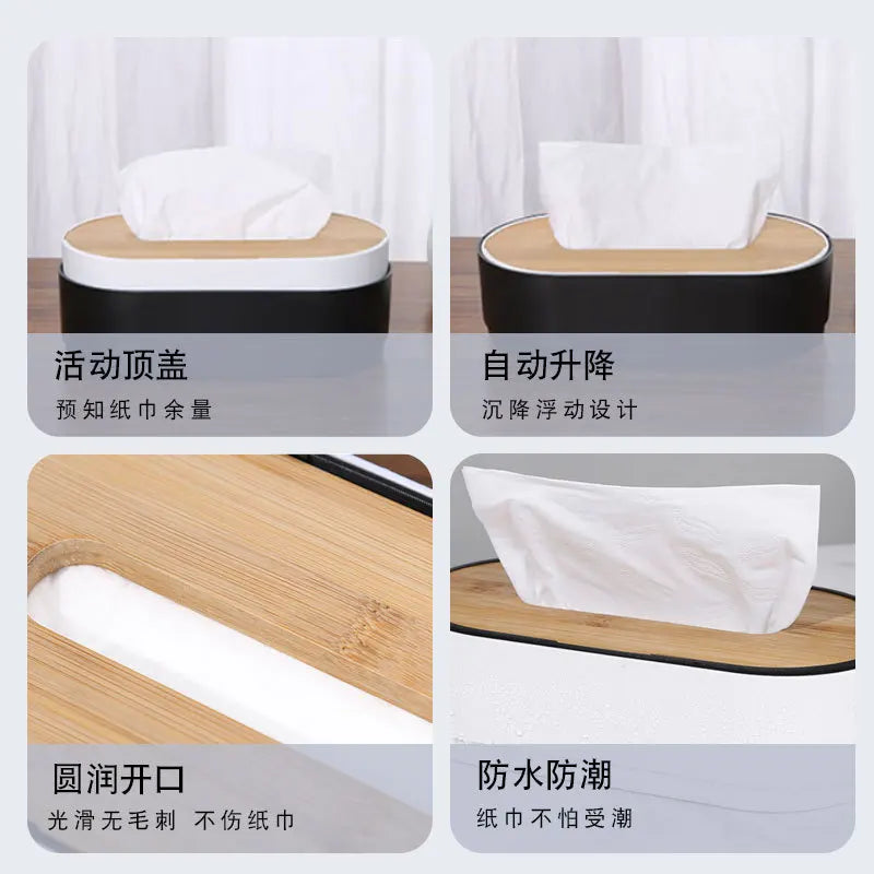 Bamboo Tissue Box Holder Cover Toilet Paper Storage Dispenser Handmade Bathroom Living Room Vanity Napkin Organizer Case