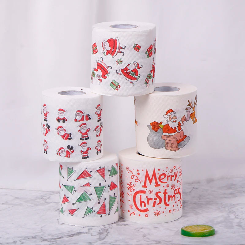 Christmas Table Napkin Home Santa Claus Bath Toilet Roll Paper Xmas Decor Tissue