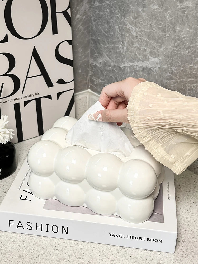 High Aesthetic Tissue Box, Home Living Room, High-End Tissue Storage, Paper Box, Cream Style Napkin Box