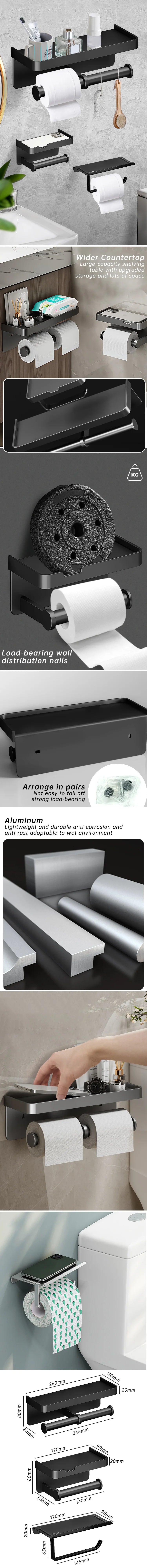 Toilet Paper Holder Wall-Mounted Aluminum alloy Toilet paper holder tissue rack Bathroom tissue holder Bathroom Accessories