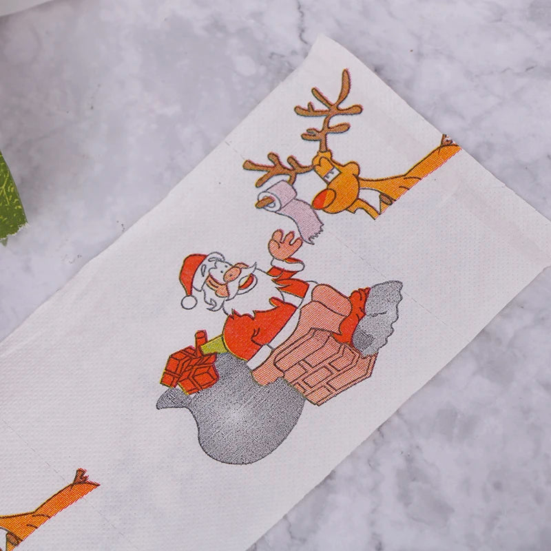 Christmas Table Napkin Home Santa Claus Bath Toilet Roll Paper Xmas Decor Tissue