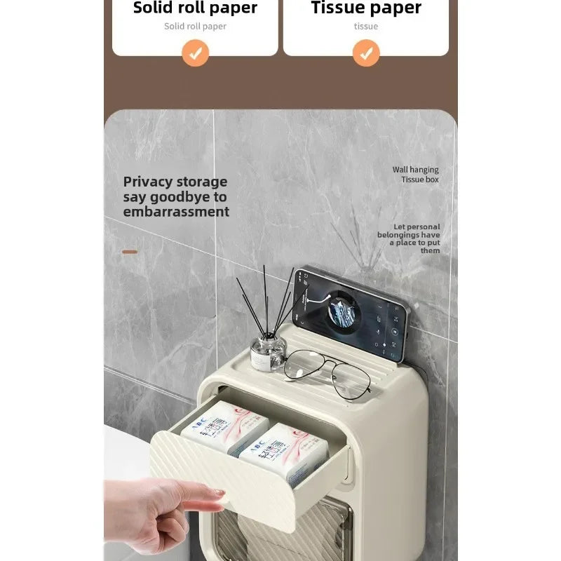 New HOT Toilet toilet carton Wall-mounted tissue box No punching Waterproof toilet paper Roll paper rack