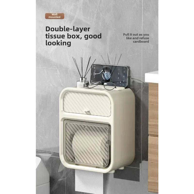 New HOT Toilet toilet carton Wall-mounted tissue box No punching Waterproof toilet paper Roll paper rack