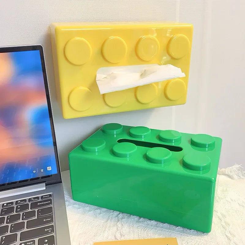 1pc Building Block Style Tissue Box, Multifunctional Plastic Organizer Suitable for Kitchen, Bathroom,Living Room,Bright Colors