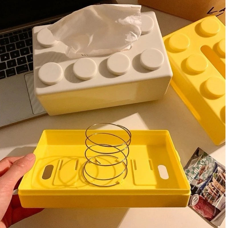 1pc Building Block Style Tissue Box, Multifunctional Plastic Organizer Suitable for Kitchen, Bathroom,Living Room,Bright Colors