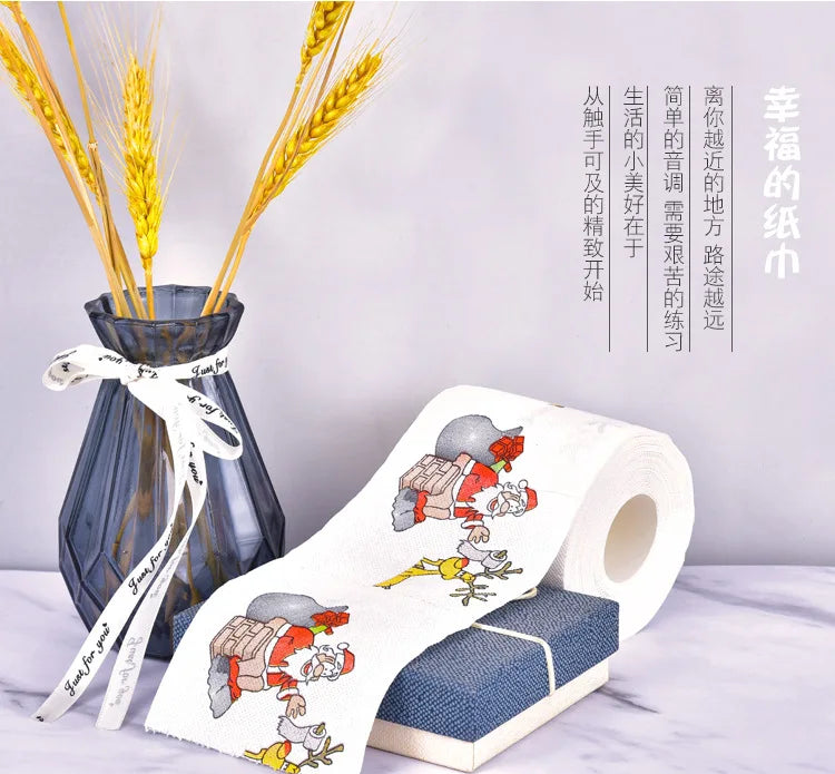 Toilet Paper Christmas Pattern Series Roll Paper Santa Claus Reindeer Hygienic Paper Creative Toilet Papers Rolls Funny Napkins