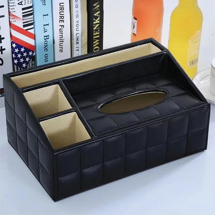 European Sle Creative Leather Wallpaper Multi-Function Tissue Box Living Room Coffee Table Remote Control Storage Basket