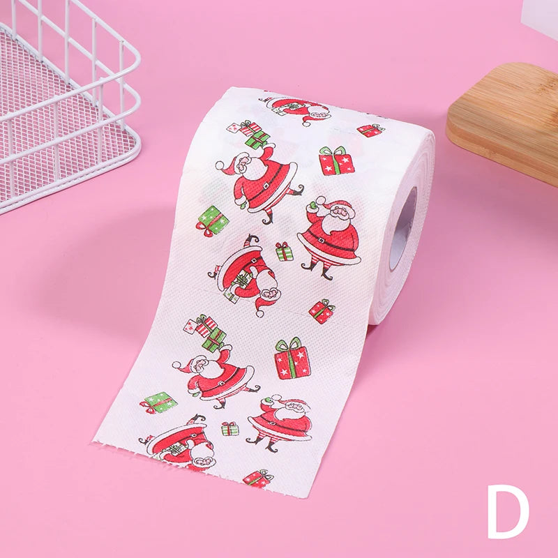 Creative Cartoon Toilet Paper Christmas Pattern Series Roll Paper Santa Claus Reindeer Hygienic Paper Rolls Funny Napkins
