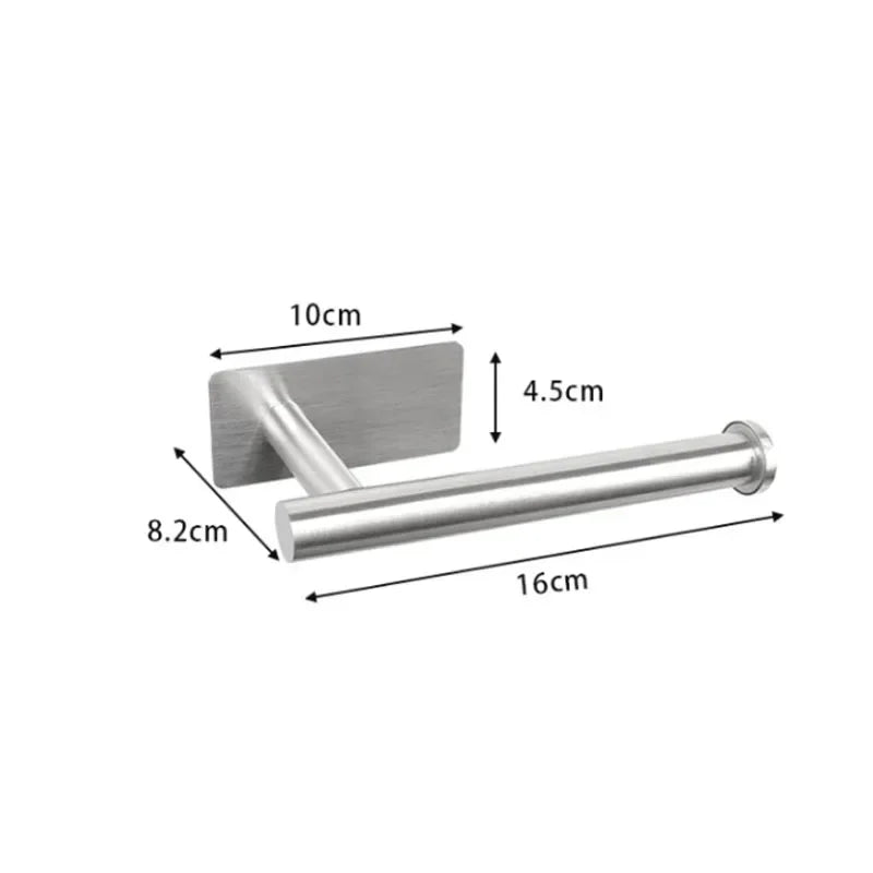 Stainless Steel Toilet Roll Holder Self Adhesive in Bathroom Tissue Paper Holder Black Finish Easy Installation no Screw