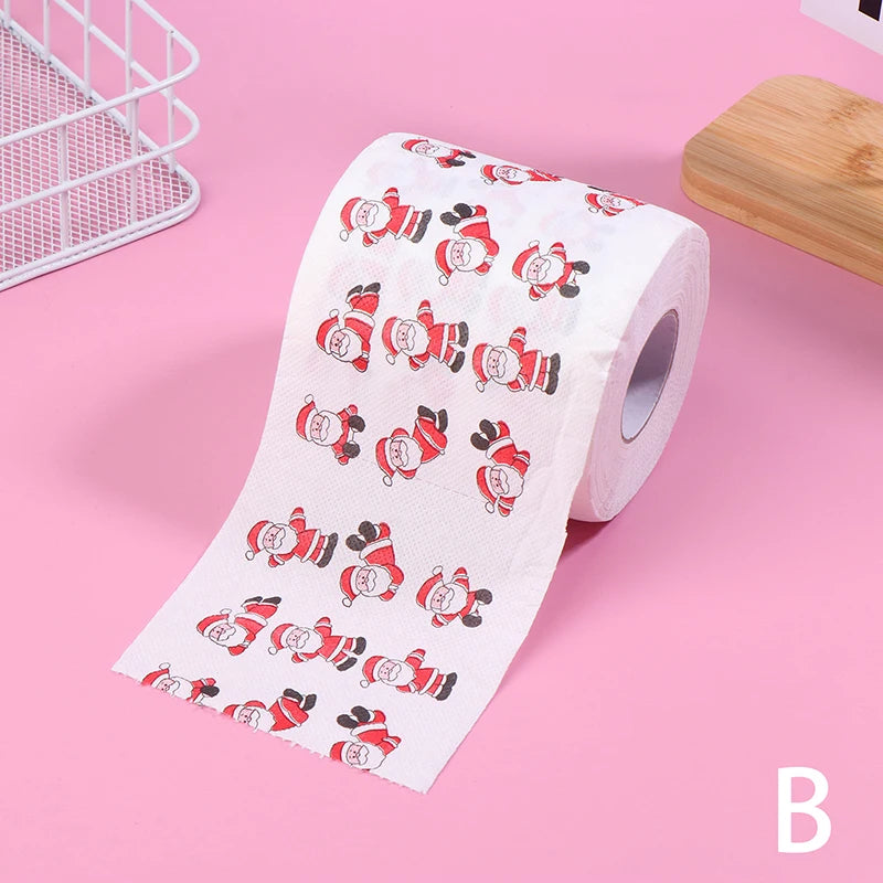 Creative Cartoon Toilet Paper Christmas Pattern Series Roll Paper Santa Claus Reindeer Hygienic Paper Rolls Funny Napkins