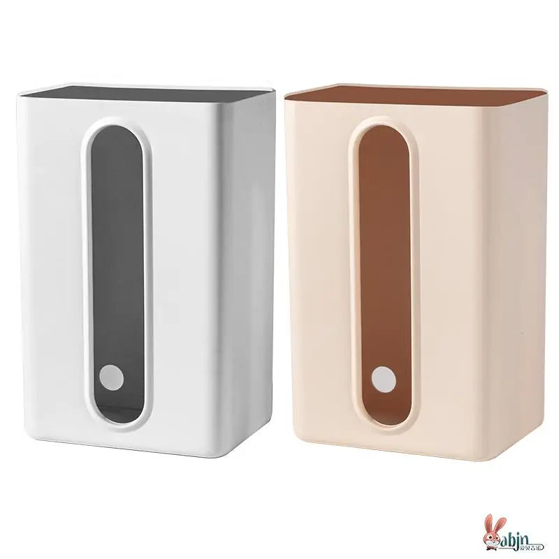 Wall-Mounted Tissue Box Kitchen Home Use Napkin Holder Storage Box Drop-In No-Punching Required Simple Rectangular Plastic De...