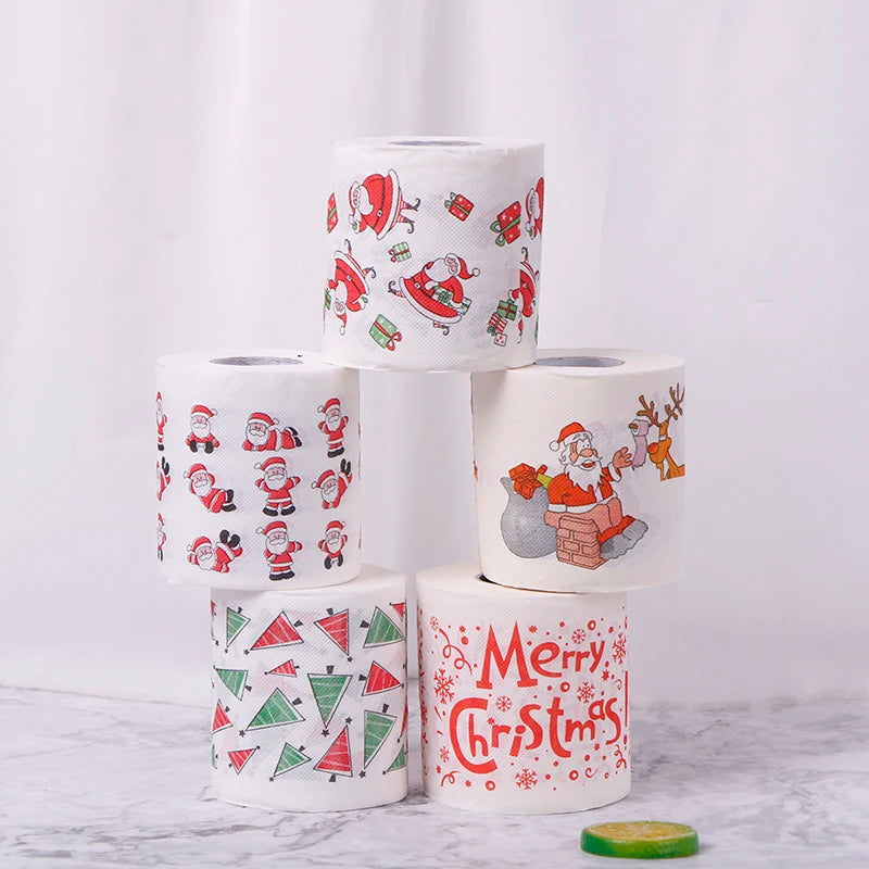 Christmas Table Napkin Home Santa Claus Bath Toilet Roll Paper Xmas Decor Tissue