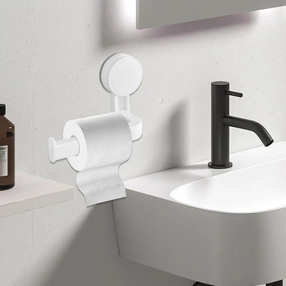 Toilet Paper Holder Suction Multi-Purpose Suction Toilet Paper Bracket Stick-On Bathroom Tissue Holder with Thickened Design