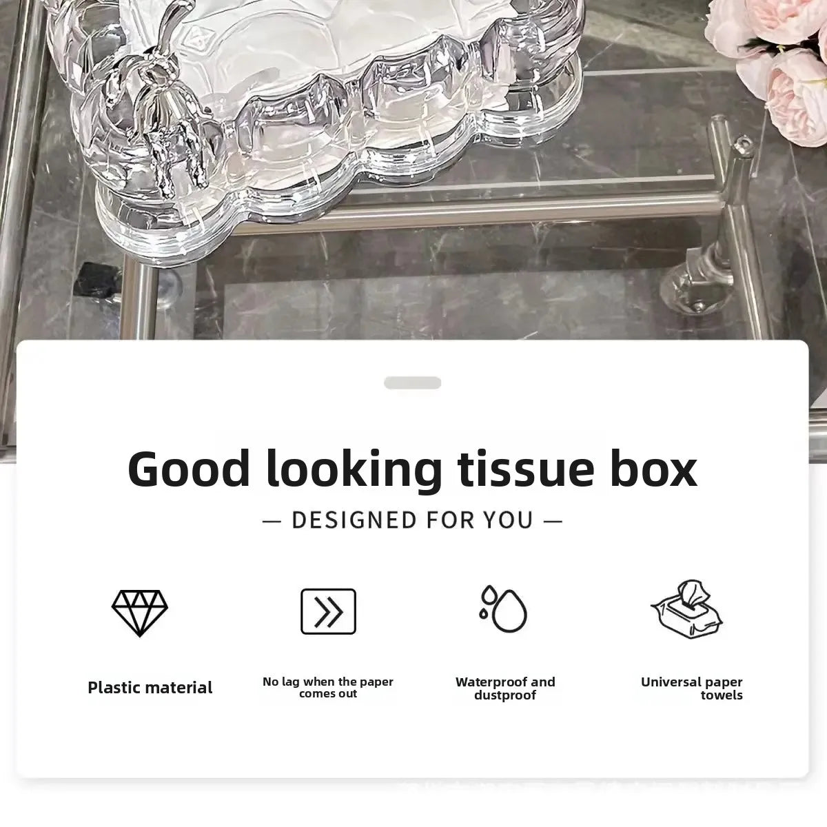 Nordic Style Tissue Box Transparent High Aesthetic Value for Living Room Coffee Table Drawstring Tissue Box Creative Personalize