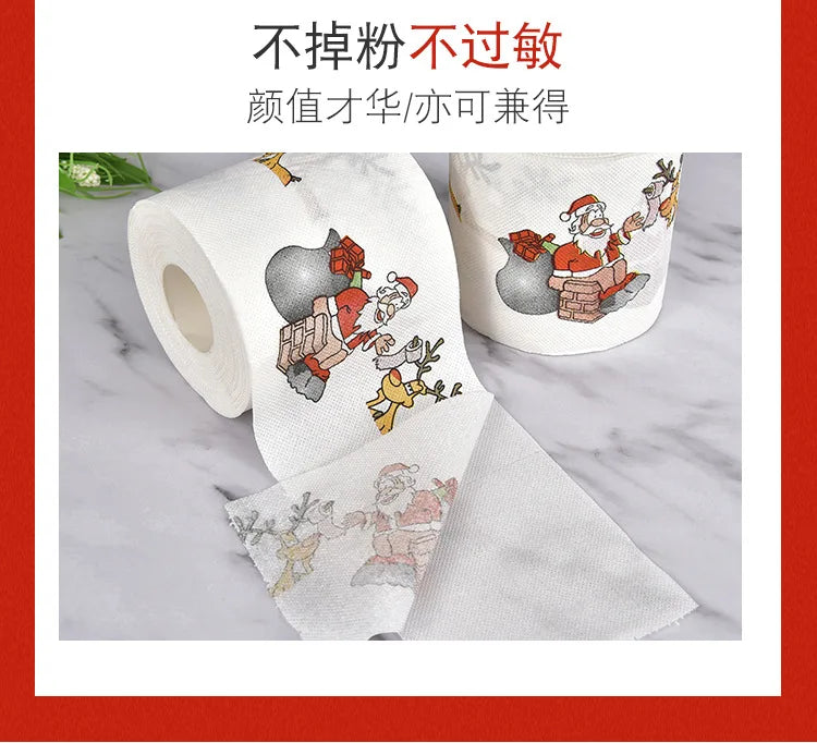 Toilet Paper Christmas Pattern Series Roll Paper Santa Claus Reindeer Hygienic Paper Creative Toilet Papers Rolls Funny Napkins