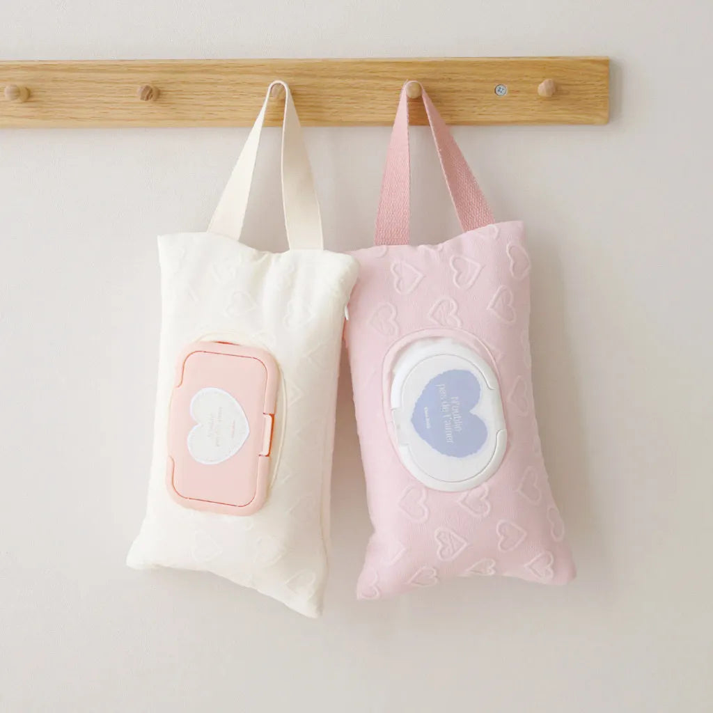 Baby Stroller Heart Wet Wipes Case Extraction Tissue Box Travel Car Portable Handheld Storage Bag Newborn Hanging Bag for Cart