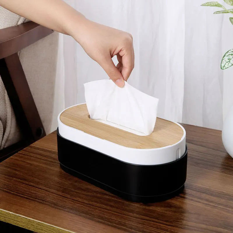 Bamboo Tissue Box Holder Cover Toilet Paper Storage Dispenser Handmade Bathroom Living Room Vanity Napkin Organizer Case