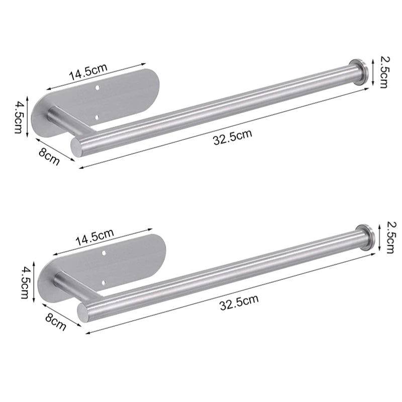 Adhesive Toilet Paper Holder Stainless Steel Wall Mount Kitchen Roll Towel Rack Napkin Dispenser Absorbent Stand Tissue Hanger