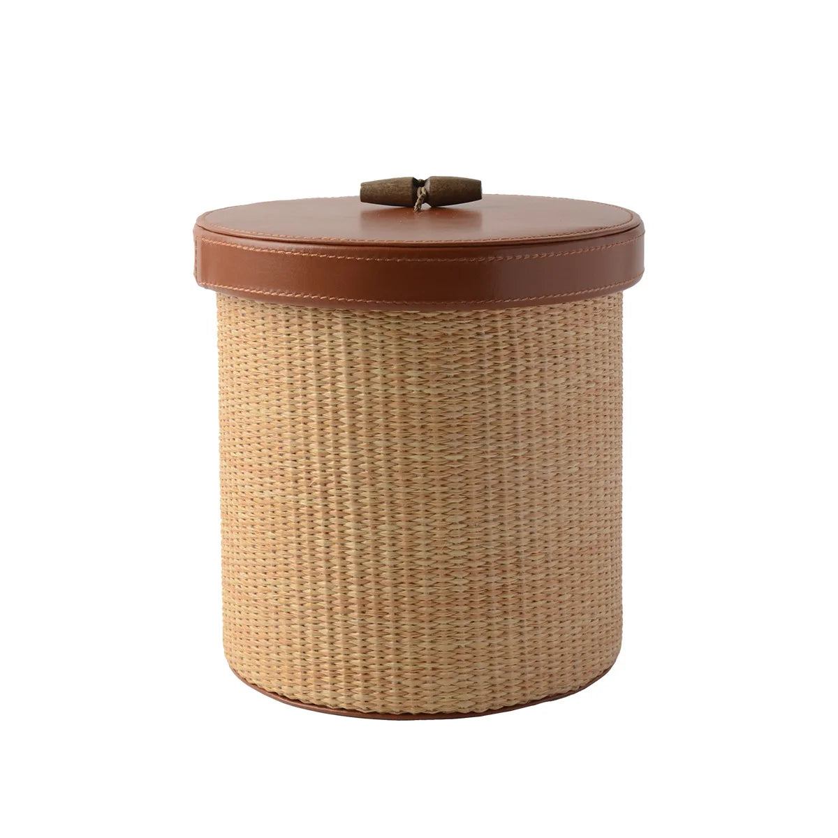 Seagrass Leather Napkin Holder Handwoven Tissue Storage Box French Style Elegant Table Decor Home Organizer Straw Wicker Design
