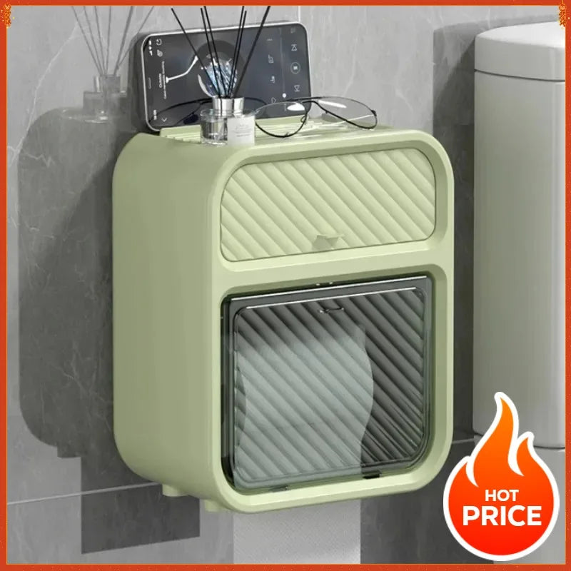 New HOT Toilet toilet carton Wall-mounted tissue box No punching Waterproof toilet paper Roll paper rack