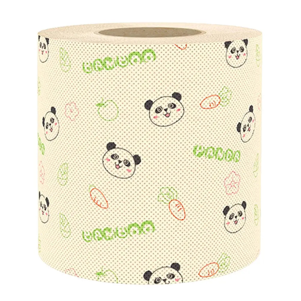 Panda Print Bamboo Pulp Toilet Paper Soft Patterned Bathroom Hand Towels Long Lasting Designs Versatile Use