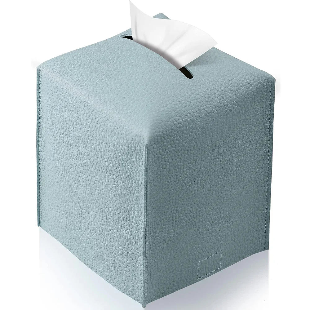Modern PU Leather Square Tissue Box Cover Holder-Decorative Holder/Organizer for Bathroom Vanity Countertop, Night Stands,Office