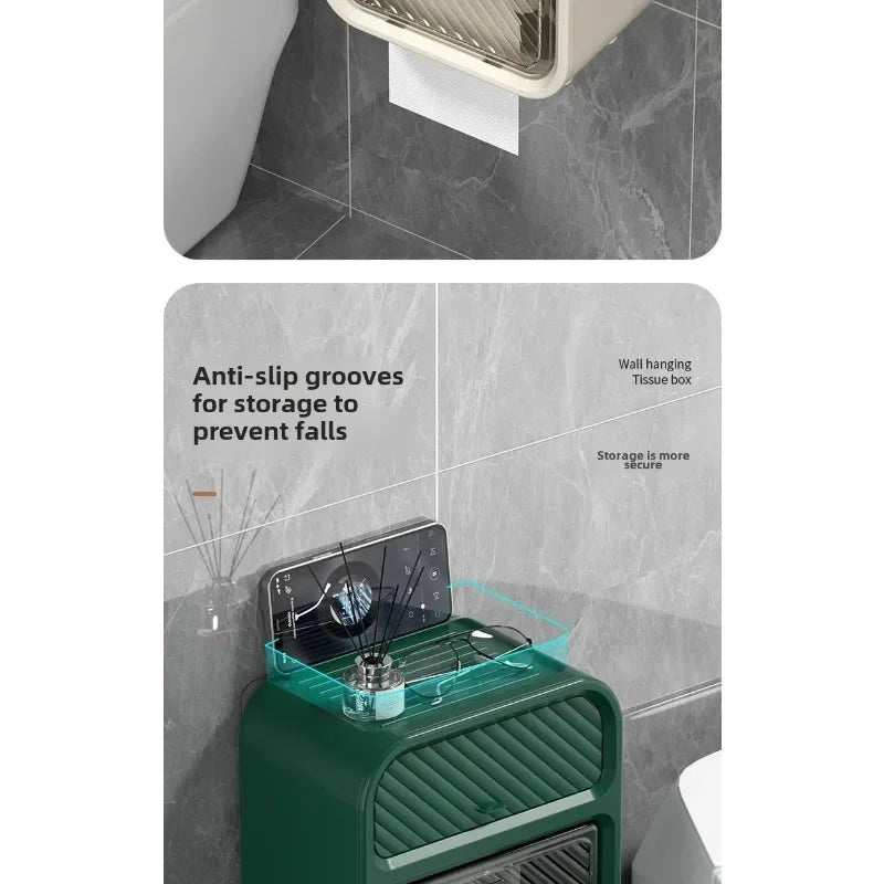 New HOT Toilet toilet carton Wall-mounted tissue box No punching Waterproof toilet paper Roll paper rack