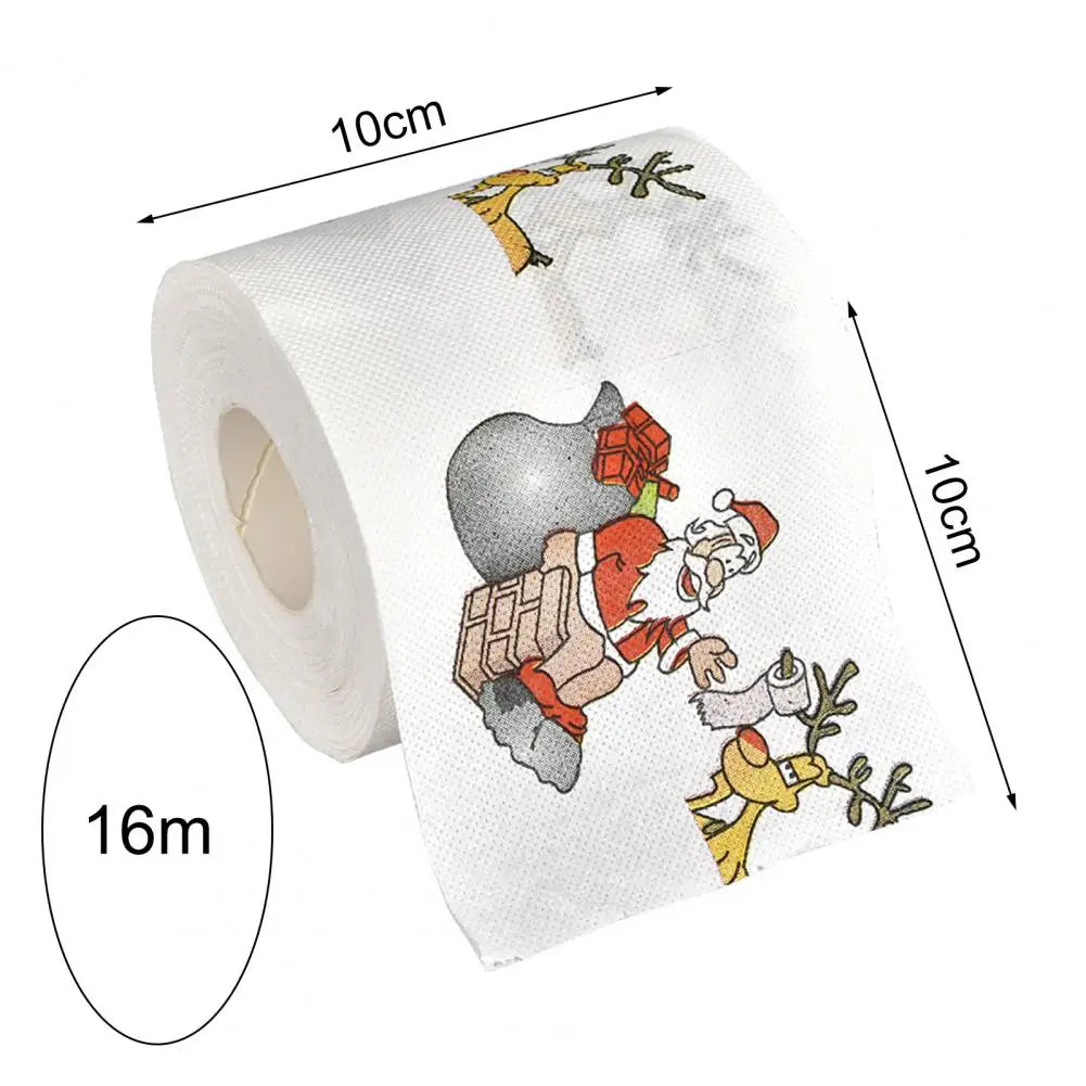 1 Roll Cartoon Pattern Disposable Toilet Paper Festive Soft Touch Decorate Christmas Holiday Printed Roll Paper for Festival