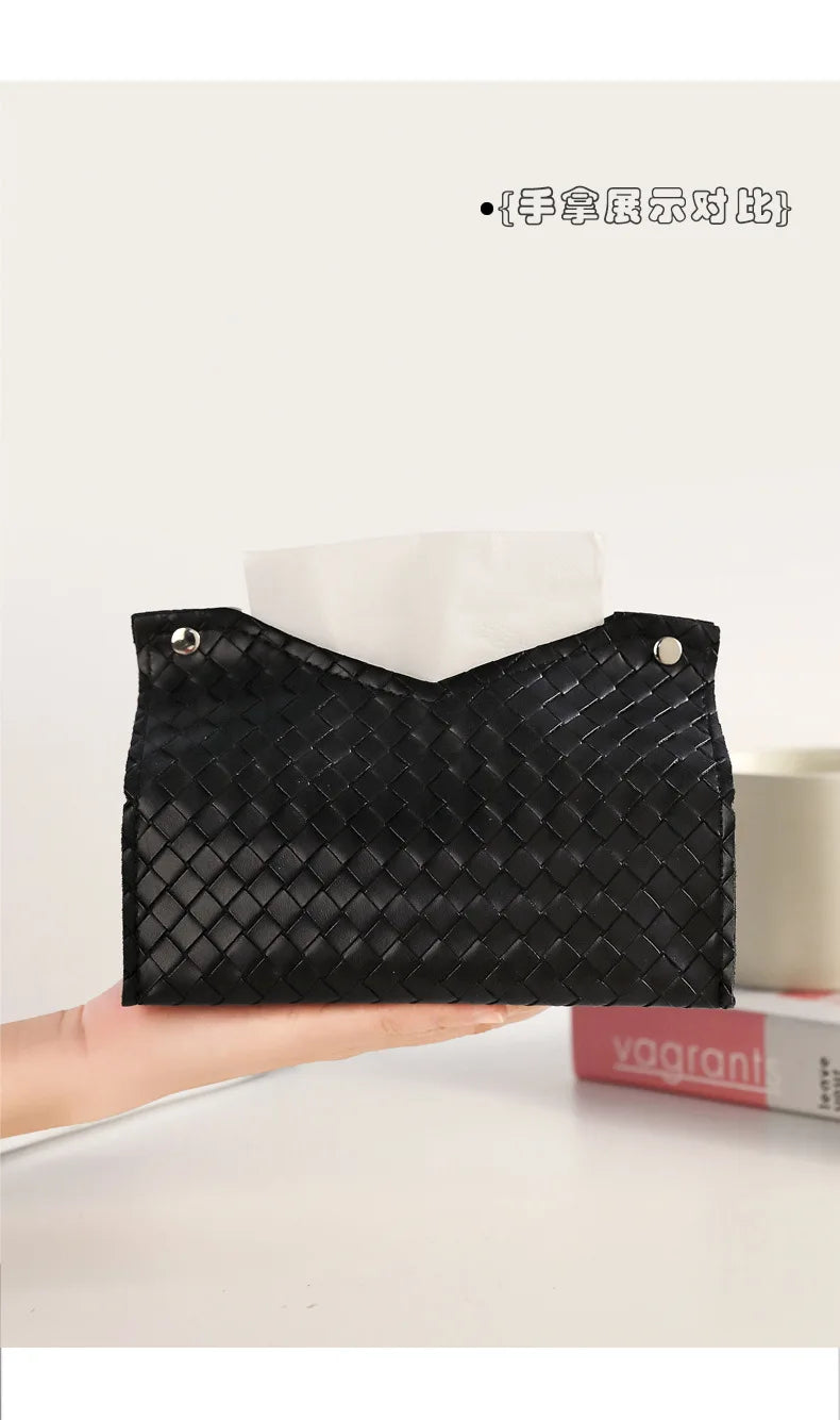 Luxury Woven Paper Towel Box Home Creative Living Room Storage Car Simple Solid Color Tissue Box Dining Room Removable Tissue