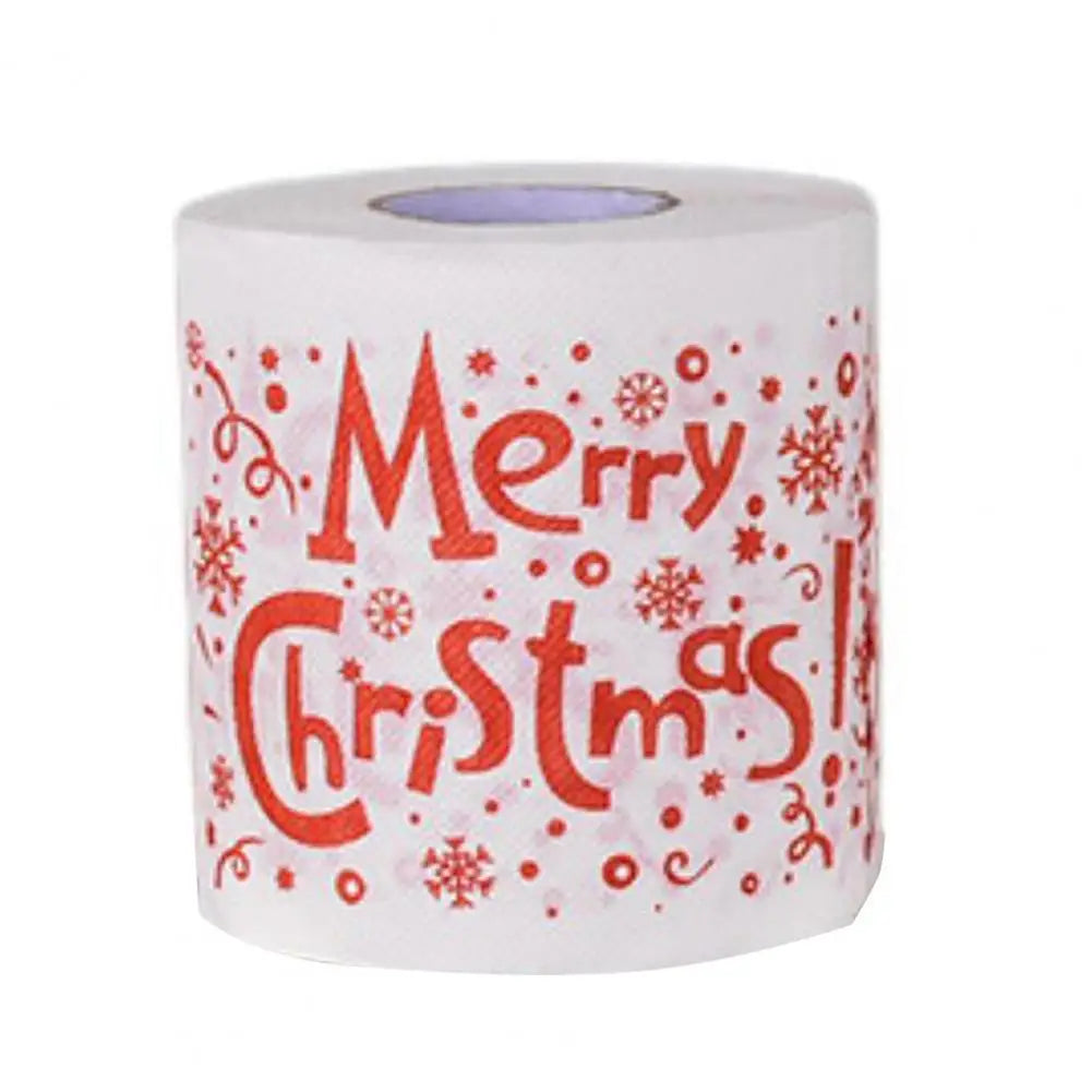 1 Roll Cartoon Pattern Disposable Toilet Paper Festive Soft Touch Decorate Christmas Holiday Printed Roll Paper for Festival