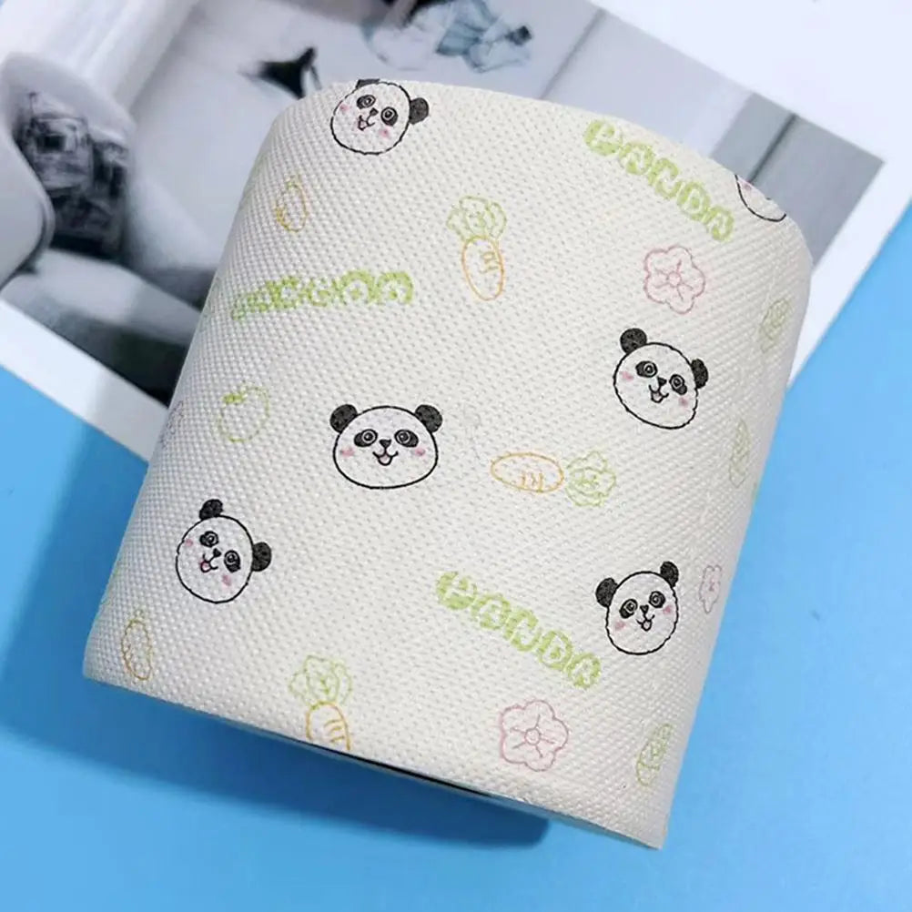 Panda Print Bamboo Pulp Toilet Paper Soft Patterned Bathroom Hand Towels Long Lasting Designs Versatile Use