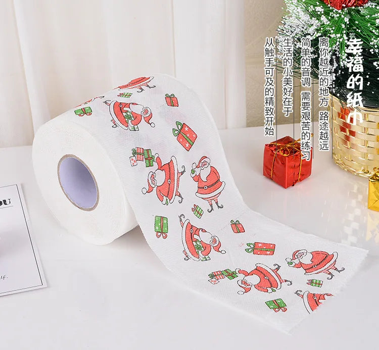 Toilet Paper Christmas Pattern Series Roll Paper Santa Claus Reindeer Hygienic Paper Creative Toilet Papers Rolls Funny Napkins