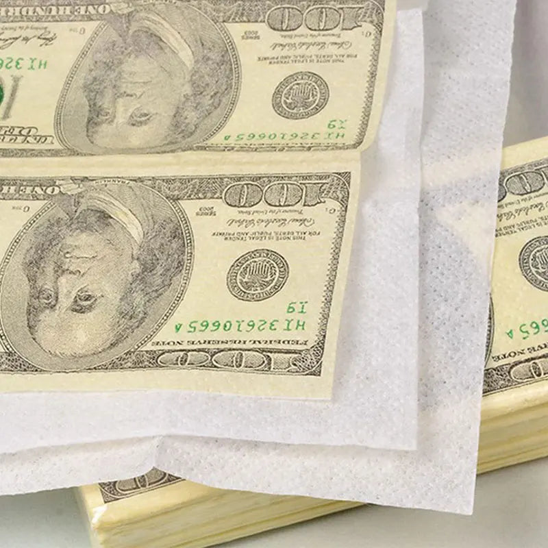 10Pcs Creative Funny 100 Dollars Money Printed Paper Napkins Thick 3 Layers Toilet Bath Pocket Tissue Paper Party Supplies