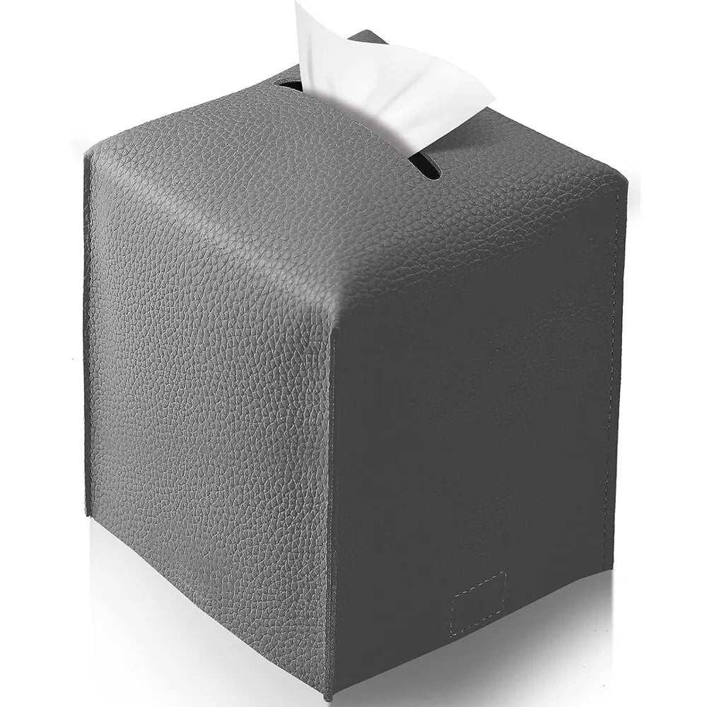 Modern PU Leather Square Tissue Box Cover Holder-Decorative Holder/Organizer for Bathroom Vanity Countertop, Night Stands,Office