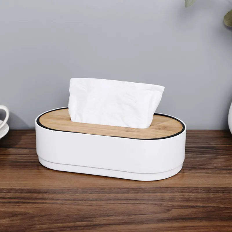 Bamboo Tissue Box Holder Cover Toilet Paper Storage Dispenser Handmade Bathroom Living Room Vanity Napkin Organizer Case