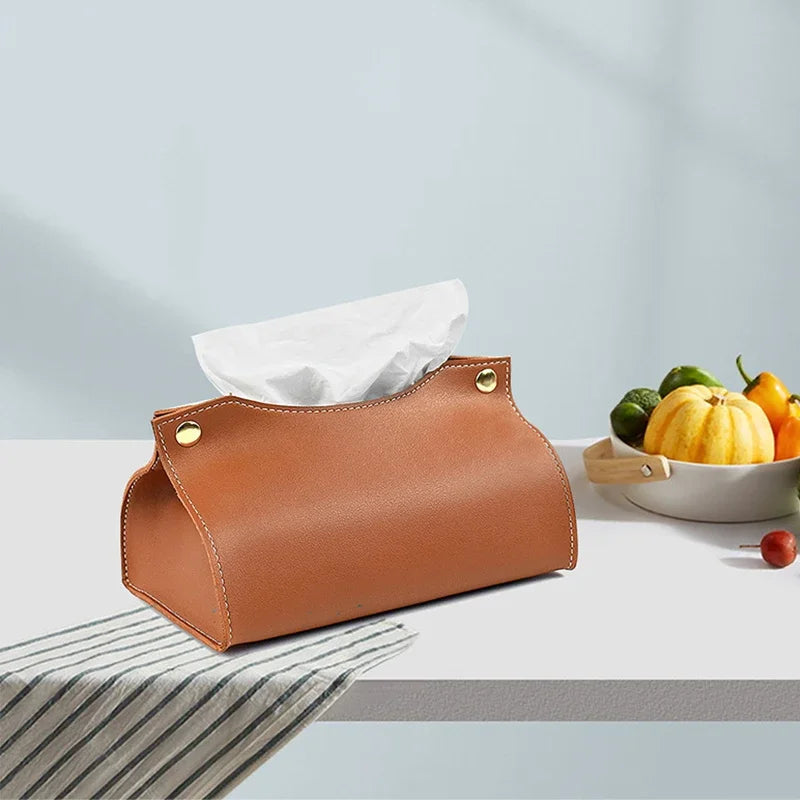 Pu Leather Tissue Box Cover Holder Car Living Room Bedroom Decoration Kitchen Desktop Nordic Home Napkin Holder Large Storage
