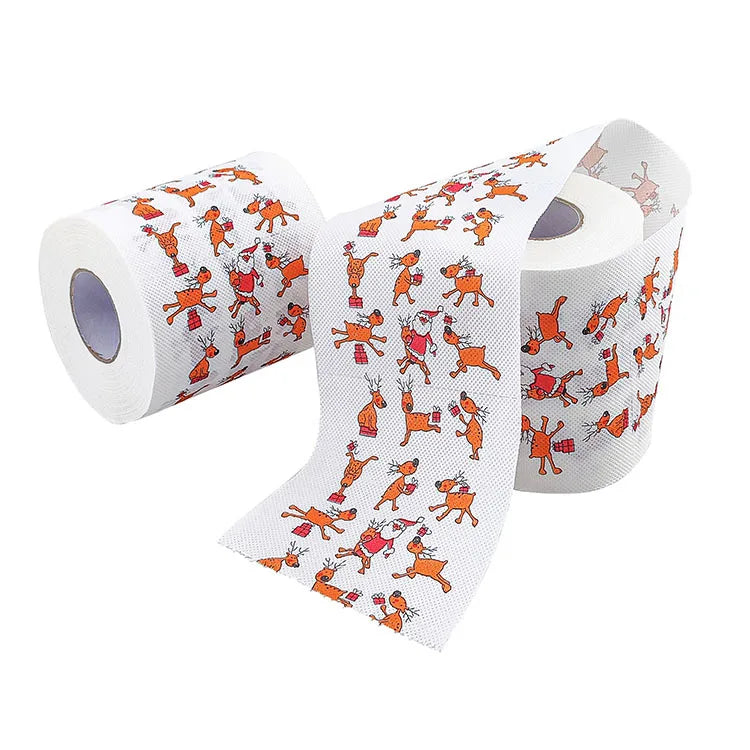 Toilet Paper Christmas Pattern Series Roll Paper Santa Claus Reindeer Hygienic Paper Creative Toilet Papers Rolls Funny Napkins
