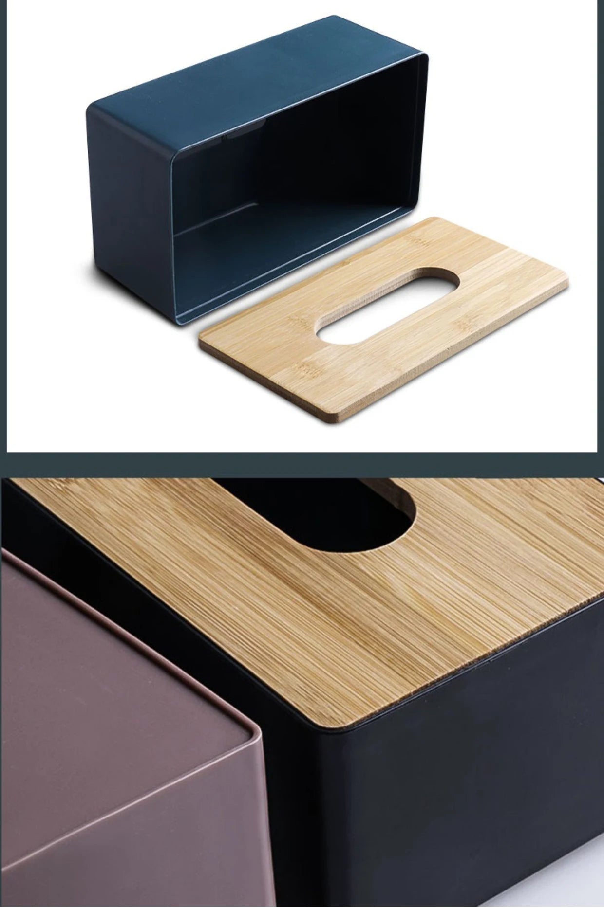Tissue Box Table Napkin Rings Tissue Case Paper Box Container Bamboo Cover Solid Wood Storage Box Home Tissue Box Holder