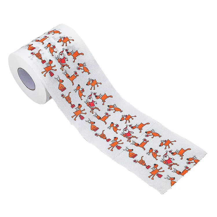 Toilet Paper Christmas Pattern Series Roll Paper Santa Claus Reindeer Hygienic Paper Creative Toilet Papers Rolls Funny Napkins