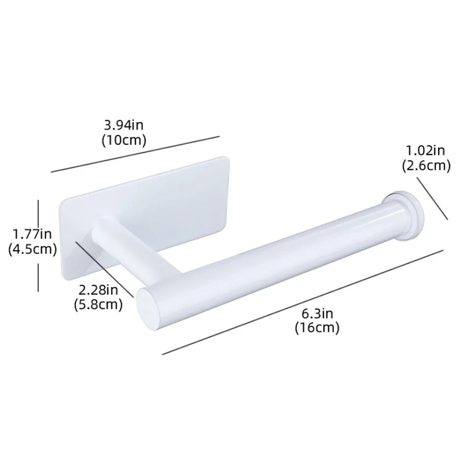Stainless Steel Paper Holder White Adhesive Wall Mount Stand Kitchen Bathroom Toilet Paper Towel Tissue Roll Shelf Brushed Gold