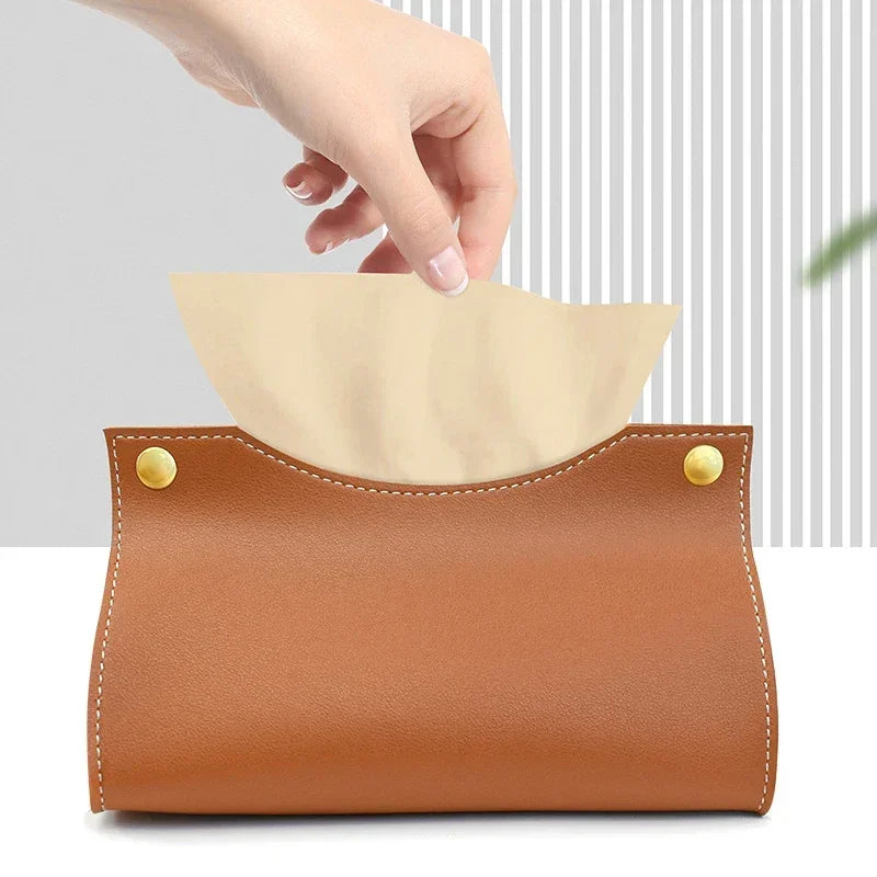 Pu Leather Tissue Box Cover Holder Car Living Room Bedroom Decoration Kitchen Desktop Nordic Home Napkin Holder Large Storage