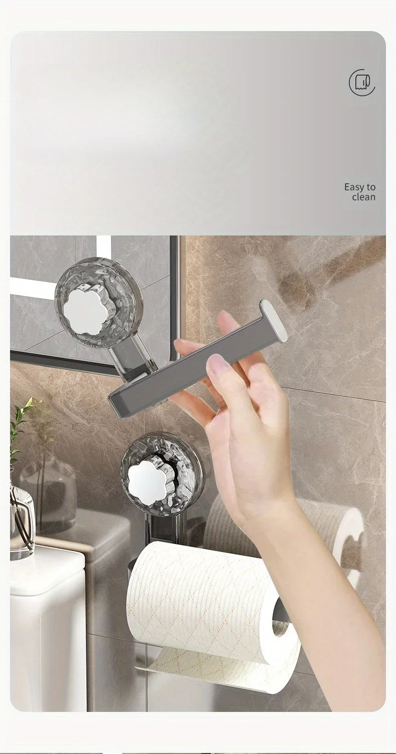 Wall-Mounted Toilet Paper Holder with Suction Cup - Self-Adhesive, No-Drill Installation,  Multipurpose Tissue Roll