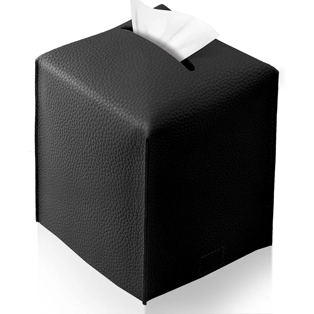 Modern PU Leather Square Tissue Box Cover Holder-Decorative Holder/Organizer for Bathroom Vanity Countertop, Night Stands,Office