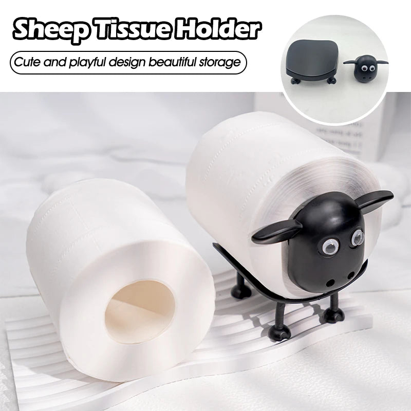 New Cute Sheep Shape Toilet Paper Holder Stand, Free Standing Animal Tissue Rack Storage for Bathroom Bedroom Decor, Funny Decor