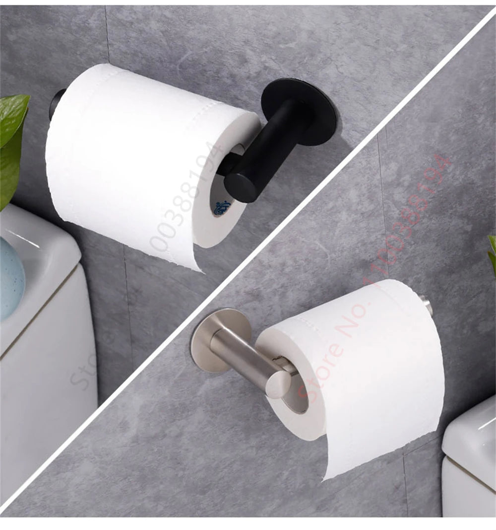 Adhesive Toilet Roll Paper Holder Organizer Wall Mount Storage Stand Kitchen Bathroom No Drill Tissue Towel Dispenser Stainless