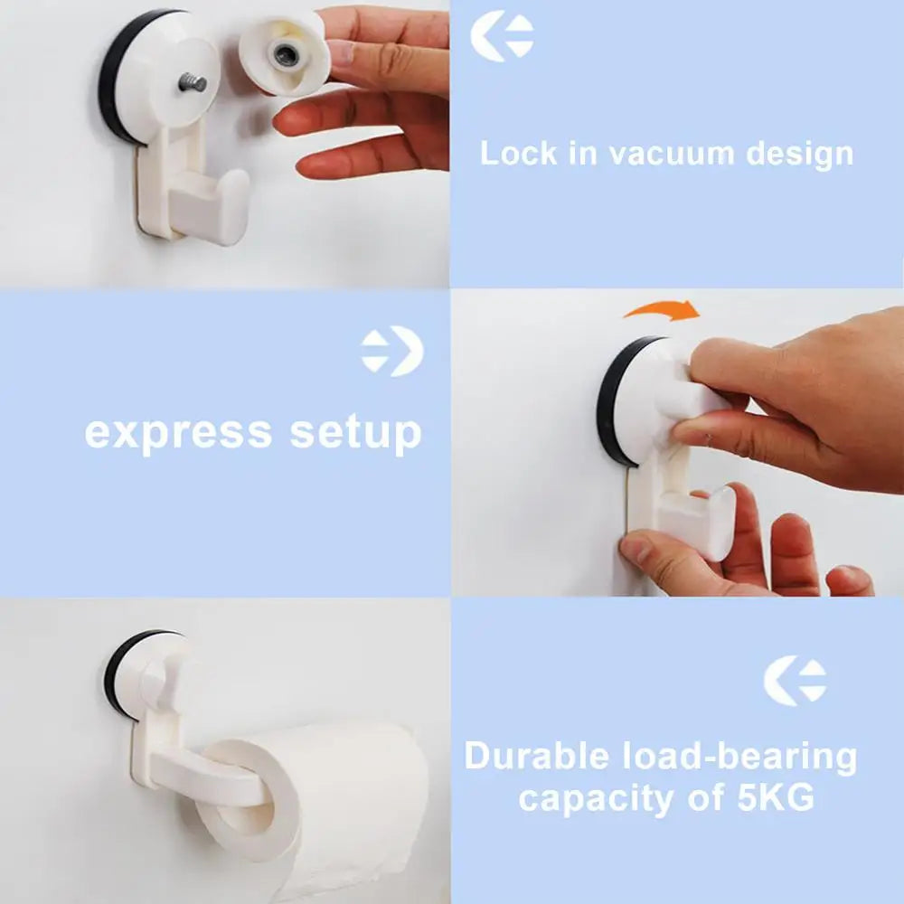 Toilet Paper Holder Suction Multi-Purpose Suction Toilet Paper Bracket Stick-On Bathroom Tissue Holder with Thickened Design