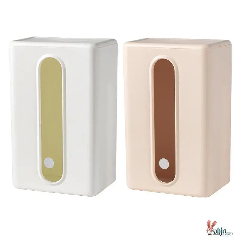 Wall-Mounted Tissue Box Kitchen Home Use Napkin Holder Storage Box Drop-In No-Punching Required Simple Rectangular Plastic De...