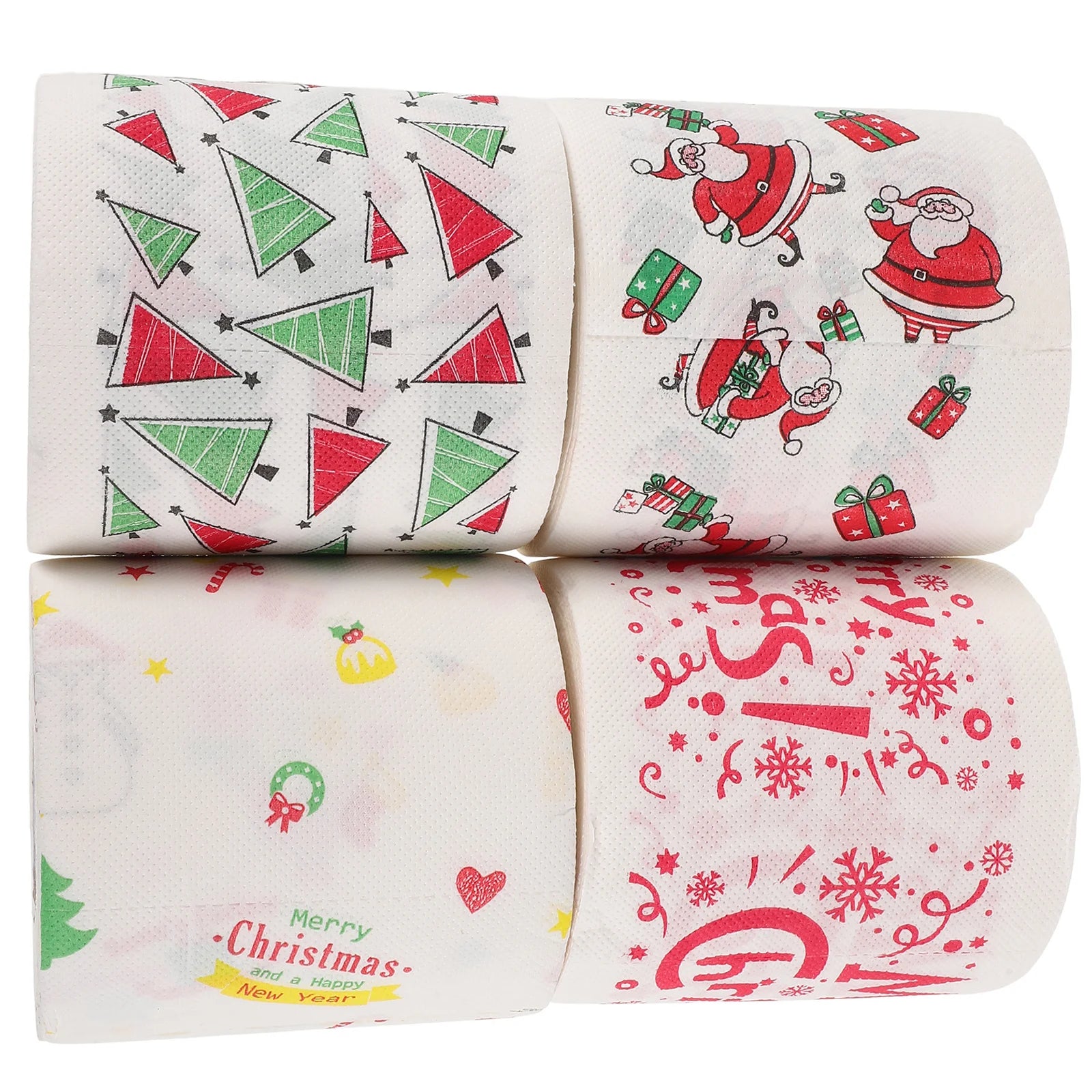 4 Rolls Christmas Toilet Paper Double Layer Thick Printed Santa Claus Merry Christmas Funny Paper Holiday Party Bathroom